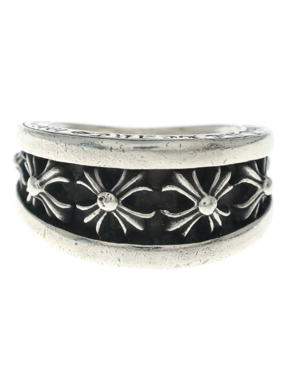 Chrome Hearts Narrow CH Plus Band Silver Ring